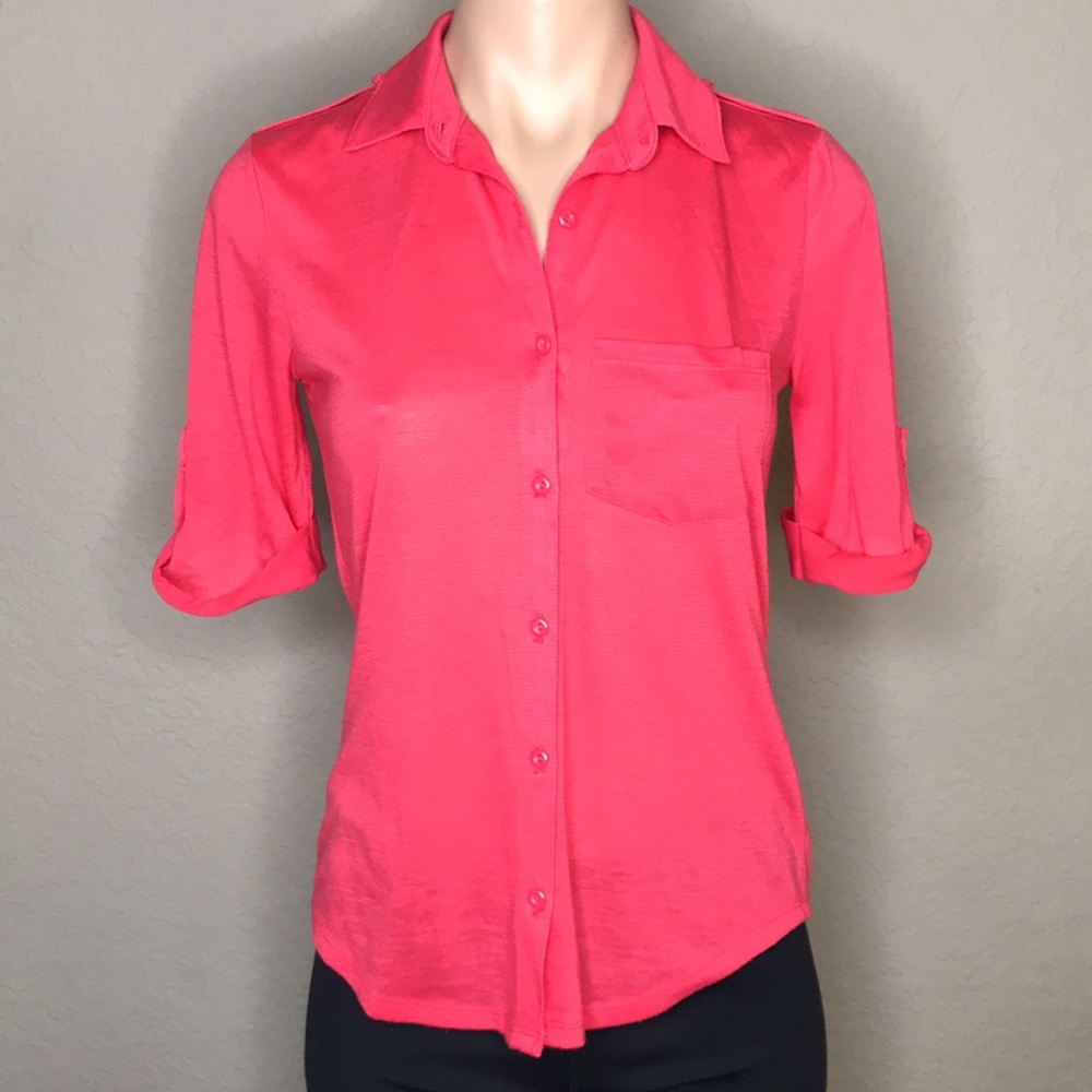Deb Collard Half Sleeve Button Up Blouse Top Women’s XS